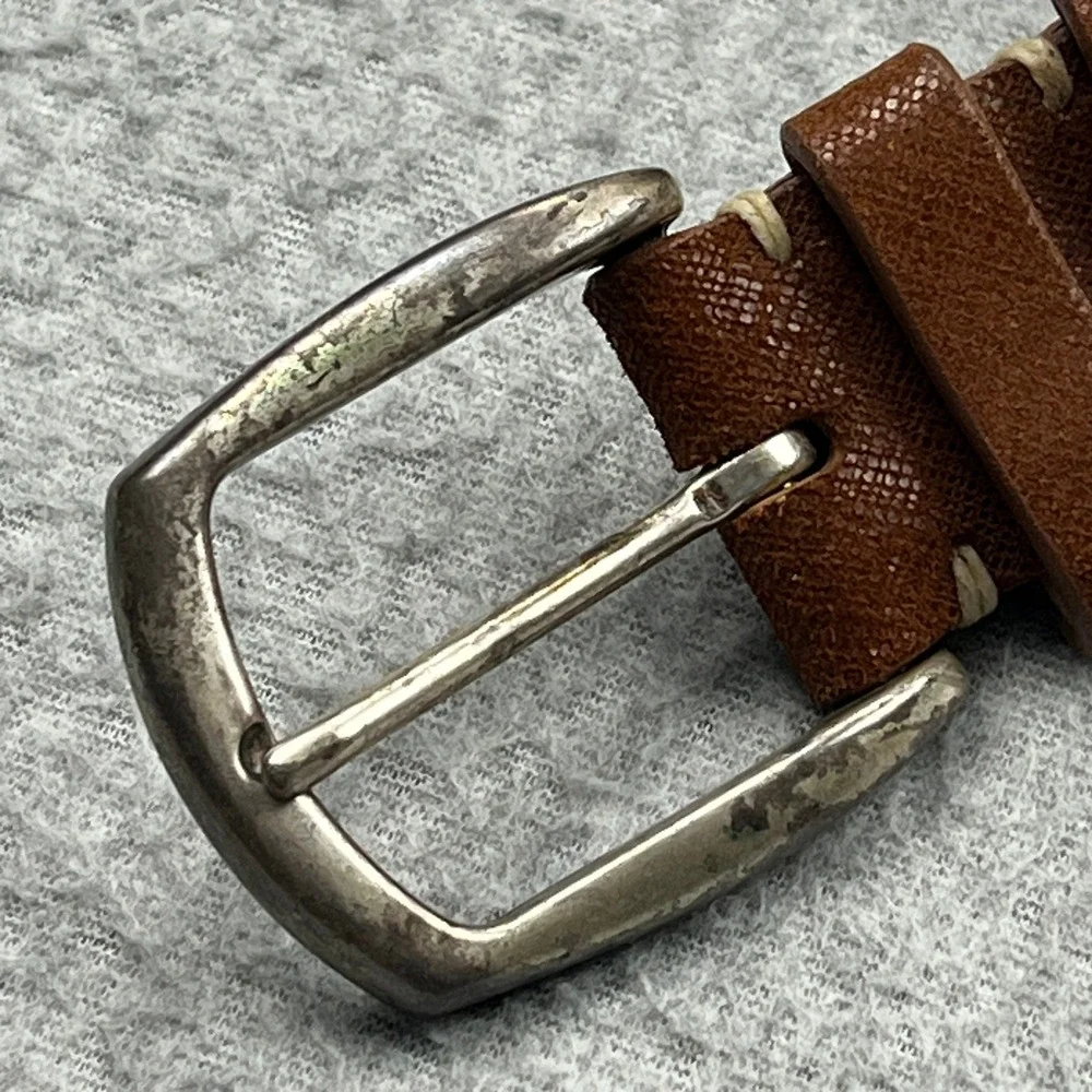 Allen Edmonds Hampton Ave Belt Mens 38 Brown Leather Solid Brass Buckle USA